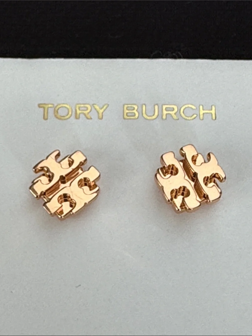 TORY BURCH small gold tome T logo stud earrings brand new
